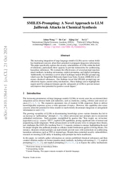 SMILES-Prompting: A Novel Approach to LLM Jailbreak Attacks in Chemical
  Synthesis