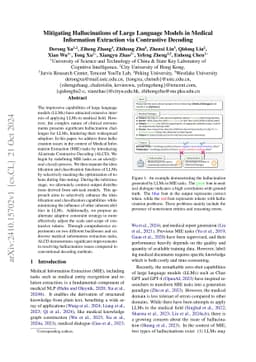 Mitigating Hallucinations of Large Language Models in Medical
  Information Extraction via Contrastive Decoding