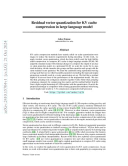 Residual vector quantization for KV cache compression in large language
  model