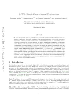 S-CFE: Simple Counterfactual Explanations