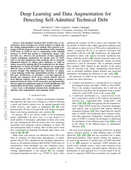 Deep Learning and Data Augmentation for Detecting Self-Admitted
  Technical Debt