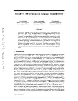 The effect of fine-tuning on language model toxicity