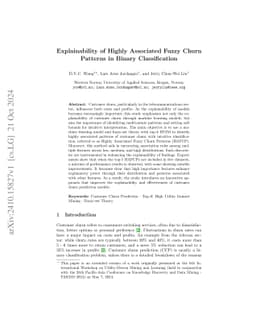 Explainability of Highly Associated Fuzzy Churn Patterns in Binary
  Classification