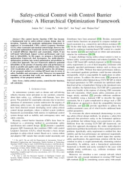 Safety-critical Control with Control Barrier Functions: A Hierarchical
  Optimization Framework