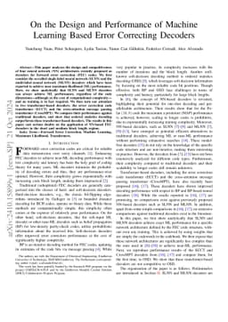 On the Design and Performance of Machine Learning Based Error Correcting
  Decoders