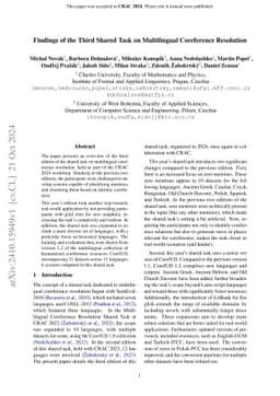 Findings of the Third Shared Task on Multilingual Coreference Resolution
