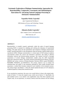 Systematic Exploration of Dialogue Summarization Approaches for
  Reproducibility, Comparative Assessment, and Methodological Innovations for
  Advancing Natural Language Processing in Abstractive Summarization