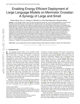 Enabling Energy-Efficient Deployment of Large Language Models on
  Memristor Crossbar: A Synergy of Large and Small