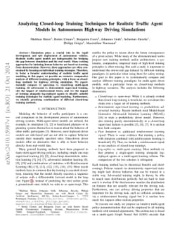 Analyzing Closed-loop Training Techniques for Realistic Traffic Agent
  Models in Autonomous Highway Driving Simulations