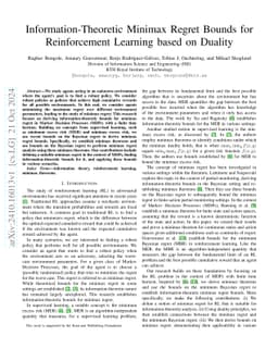 Information-Theoretic Minimax Regret Bounds for Reinforcement Learning
  based on Duality
