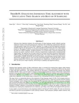 TreeBoN: Enhancing Inference-Time Alignment with Speculative Tree-Search
  and Best-of-N Sampling