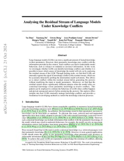 Analysing the Residual Stream of Language Models Under Knowledge Conflicts