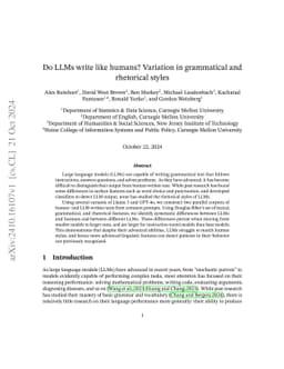 Do LLMs write like humans? Variation in grammatical and rhetorical
  styles