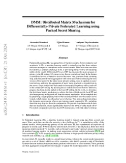 DMM: Distributed Matrix Mechanism for Differentially-Private Federated
  Learning using Packed Secret Sharing