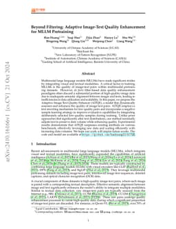 Beyond Filtering: Adaptive Image-Text Quality Enhancement for MLLM
  Pretraining