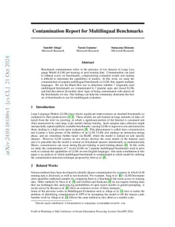 Contamination Report for Multilingual Benchmarks