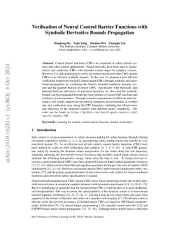 Verification of Neural Control Barrier Functions with Symbolic
  Derivative Bounds Propagation