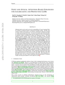 Feint and Attack: Attention-Based Strategies for Jailbreaking and
  Protecting LLMs