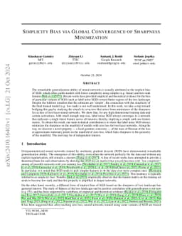 Simplicity Bias via Global Convergence of Sharpness Minimization