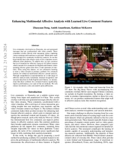 Enhancing Multimodal Affective Analysis with Learned Live Comment
  Features