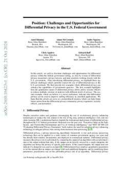 Position: Challenges and Opportunities for Differential Privacy in the
  U.S. Federal Government