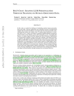 BIG5-CHAT: Shaping LLM Personalities Through Training on Human-Grounded Data