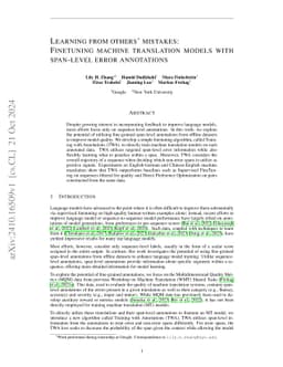 Learning from others' mistakes: Finetuning machine translation models
  with span-level error annotations
