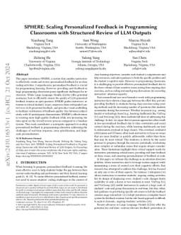 SPHERE: Scaling Personalized Feedback in Programming Classrooms with
  Structured Review of LLM Outputs