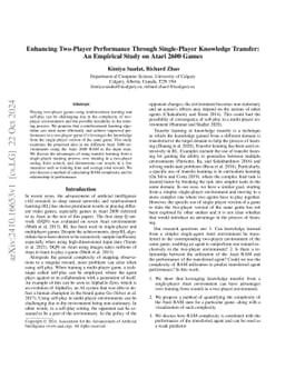 Enhancing Two-Player Performance Through Single-Player Knowledge
  Transfer: An Empirical Study on Atari 2600 Games