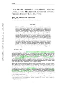 Dual-Model Defense: Safeguarding Diffusion Models from Membership
  Inference Attacks through Disjoint Data Splitting
