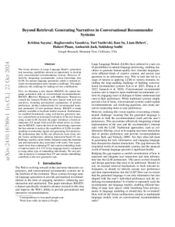 Beyond Retrieval: Generating Narratives in Conversational Recommender
  Systems