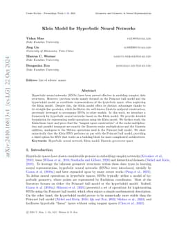 Klein Model for Hyperbolic Neural Networks