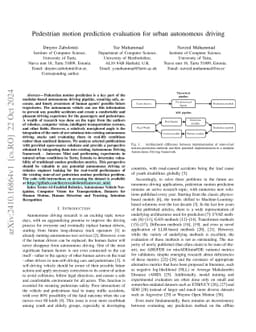 Pedestrian motion prediction evaluation for urban autonomous driving