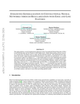 Enhancing Generalization in Convolutional Neural Networks through
  Regularization with Edge and Line Features