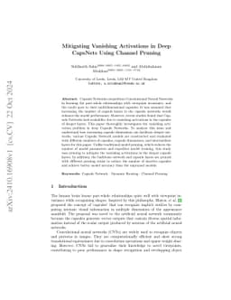 Mitigating Vanishing Activations in Deep CapsNets Using Channel Pruning