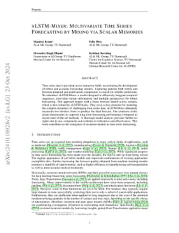 xLSTM-Mixer: Multivariate Time Series Forecasting by Mixing via Scalar
  Memories