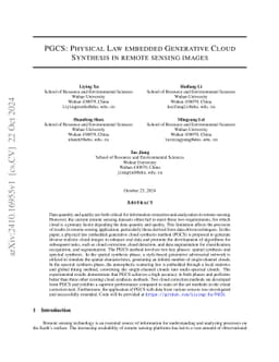 PGCS: Physical Law embedded Generative Cloud Synthesis in Remote Sensing
  Images