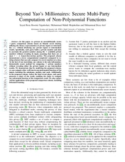 Beyond Yao's Millionaires: Secure Multi-Party Computation of
  Non-Polynomial Functions