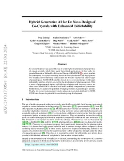 Hybrid Generative AI for De Novo Design of Co-Crystals with Enhanced
  Tabletability