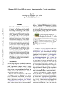 Human-LLM Hybrid Text Answer Aggregation for Crowd Annotations