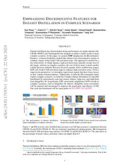 Emphasizing Discriminative Features for Dataset Distillation in Complex Scenarios