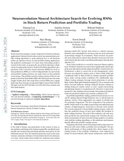 Neuroevolution Neural Architecture Search for Evolving RNNs in Stock
  Return Prediction and Portfolio Trading