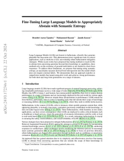 Fine-Tuning Large Language Models to Appropriately Abstain with Semantic
  Entropy