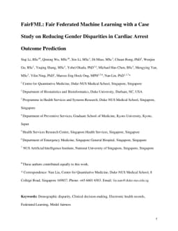 FairFML: Fair Federated Machine Learning with a Case Study on Reducing
  Gender Disparities in Cardiac Arrest Outcome Prediction