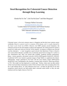 Stool Recognition for Colorectal Cancer Detection through Deep Learning
