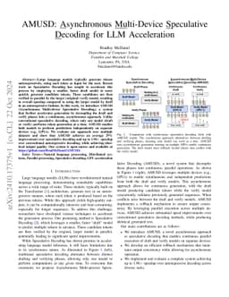 AMUSD: Asynchronous Multi-Device Speculative Decoding for LLM
  Acceleration