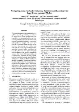 Navigating Noisy Feedback: Enhancing Reinforcement Learning with
  Error-Prone Language Models