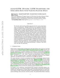 packetLSTM: Dynamic LSTM Framework for Streaming Data with Varying
  Feature Space