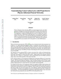 Guaranteeing Conservation Laws with Projection in Physics-Informed
  Neural Networks