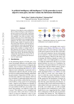 Is artificial intelligence still intelligence? LLMs generalize to novel
  adjective-noun pairs, but don't mimic the full human distribution
